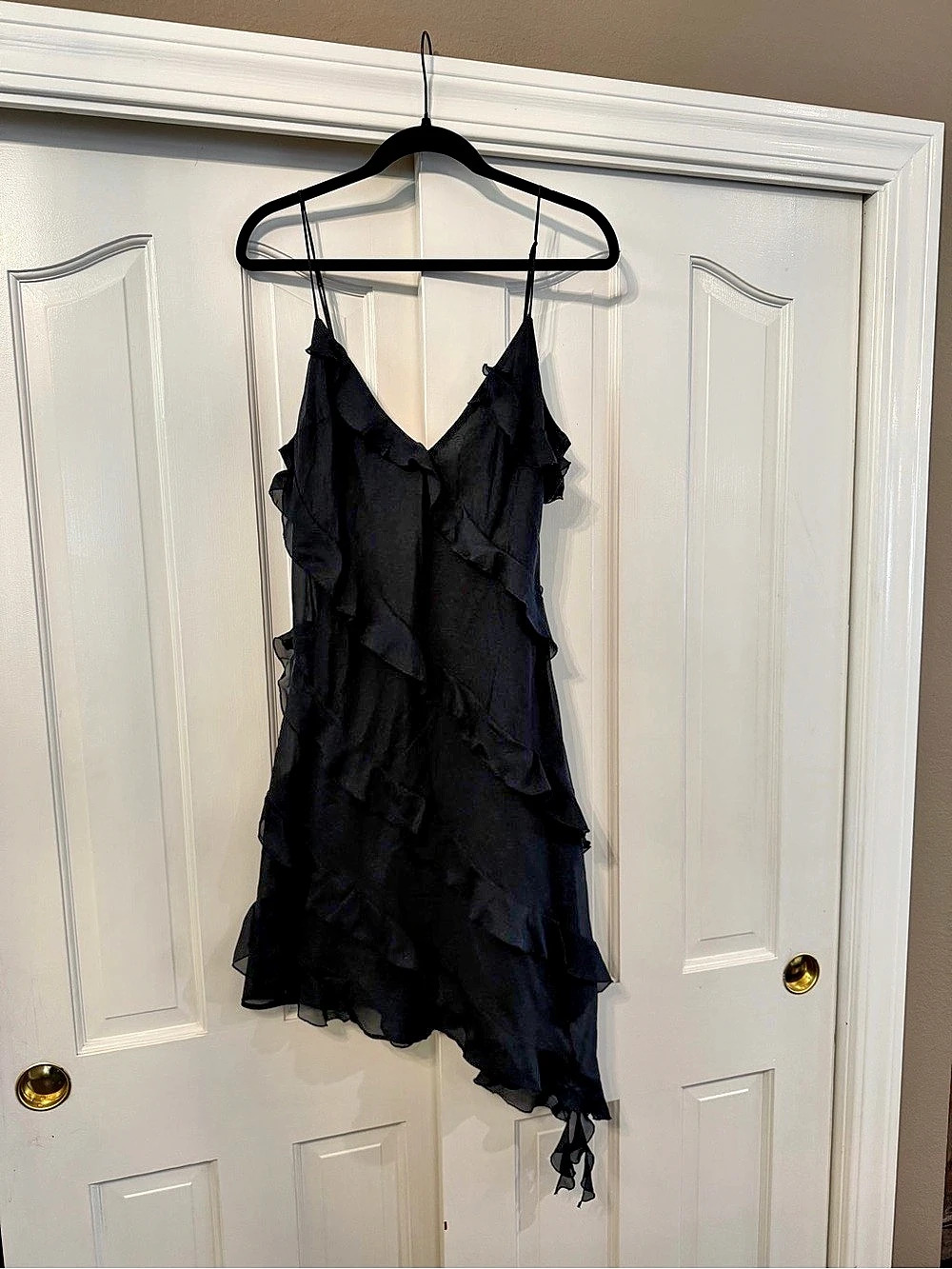 Abercrombie & Fitch All-Over Ruffle Mini Dress Black Large Tall